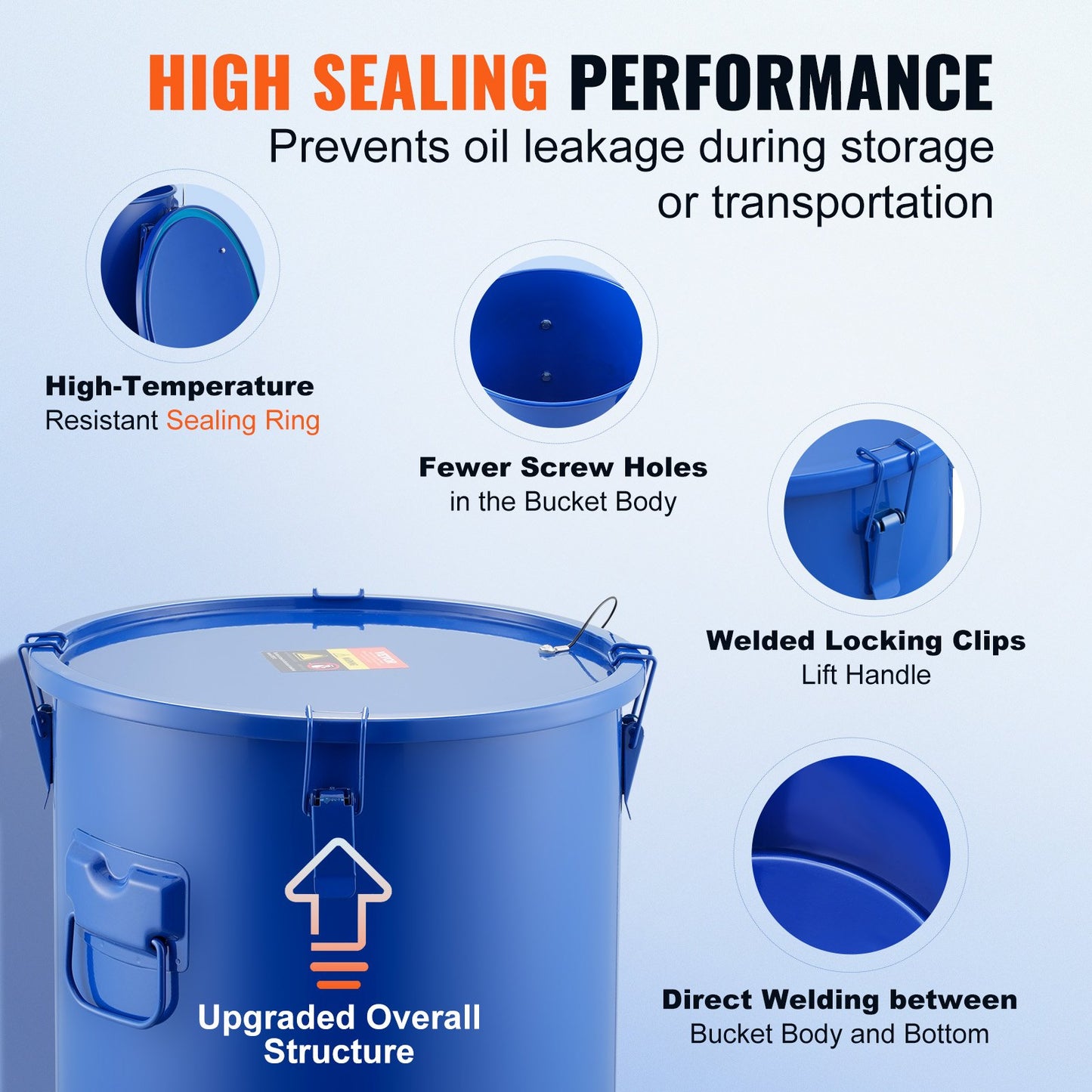 8-Gallon Fryer Grease Bucket - Heavy-Duty Carbon Steel with Lid