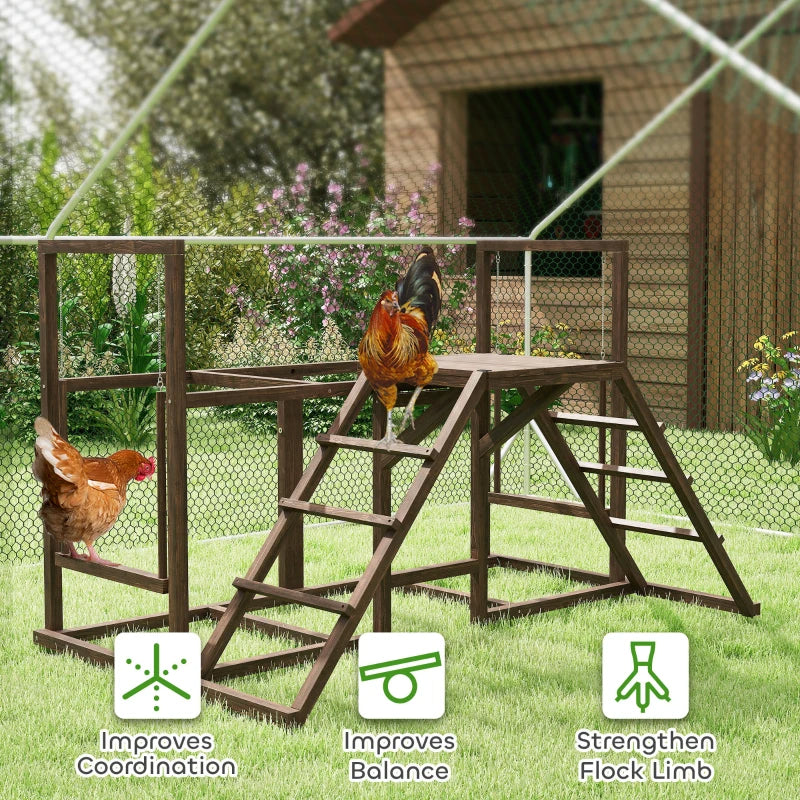 Chicken Play Set with Perches Swing Ladder and Platform for 3-4 Chickens - Coffee