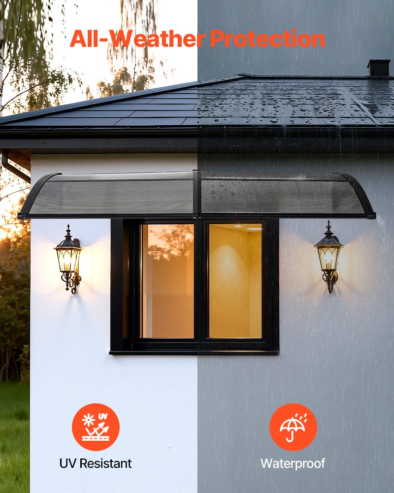 Outdoor Door Canopy Awning 38x78 Inch Polycarbonate Sun Rain Snow Protection
