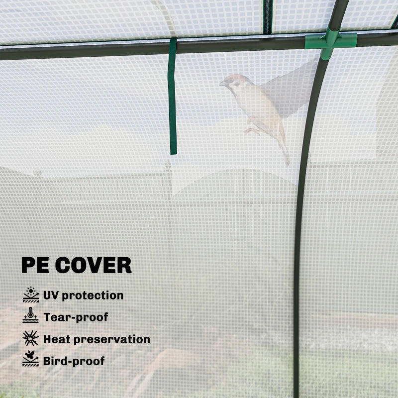 Portable Mini Greenhouse with Roll-Up Zipper Doors - Dark Green & White