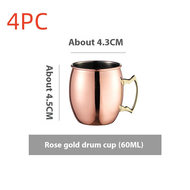 Stainless Steel Moscow Mule Cup Set - Copper Plated Drinkware for Bar & Home