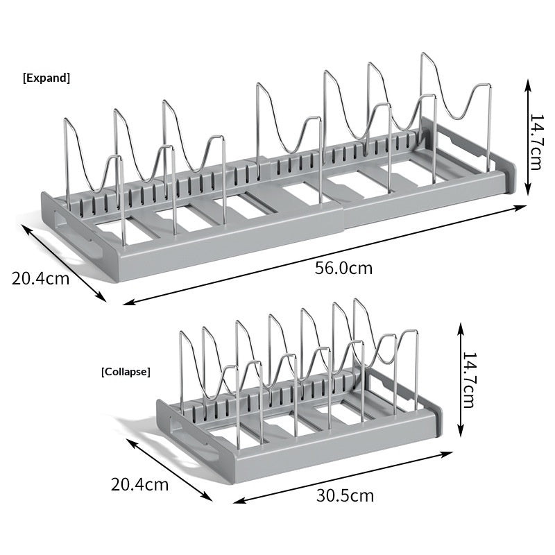 Multi-Functional Pot Lid Rack Organizer Extendable Kitchen Storage Drainage