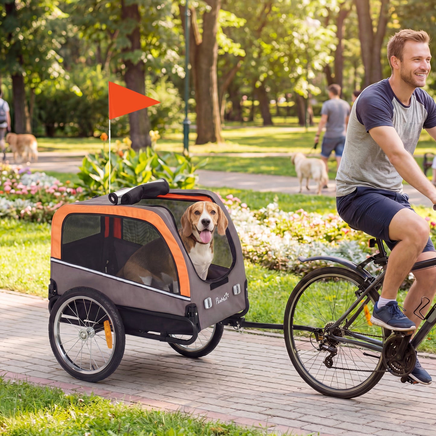 Dog Bike Trailer Pet Carrier with Quick-Release Wheels & Reflectors - Orange 790x230x530mm
