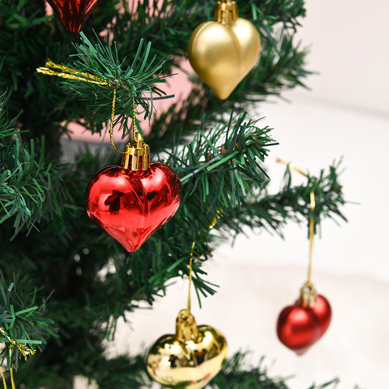Christmas Tree Pendant Garland Decorations - Plastic Love Heart Ornaments, 4.5cm