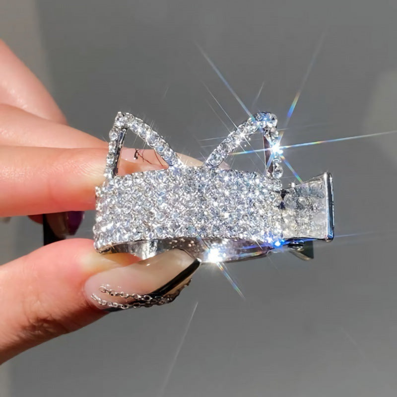 Fashion Rhinestone Hair Clip for Women - Small Anti-sagging Hair Accessory with Cat Ear & Diamond Design