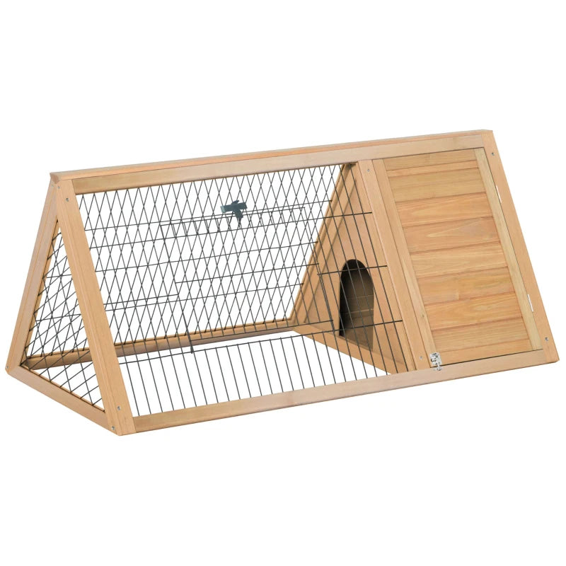 A-Frame Wooden Rabbit Hutch - Small Animal Cage - Yellow