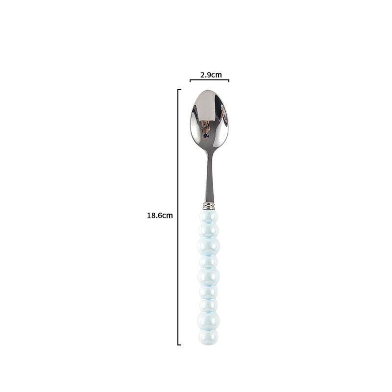Ceramic Pearl Handle Cutlery Set - Spoon Fork Knife Household Dinnerware