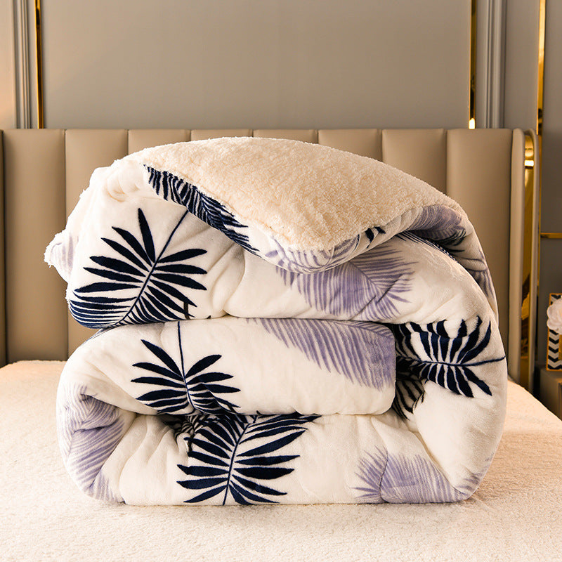 Winter Fleece Quilt Bedding Set - Thick Flannel Warm Comforter for Home