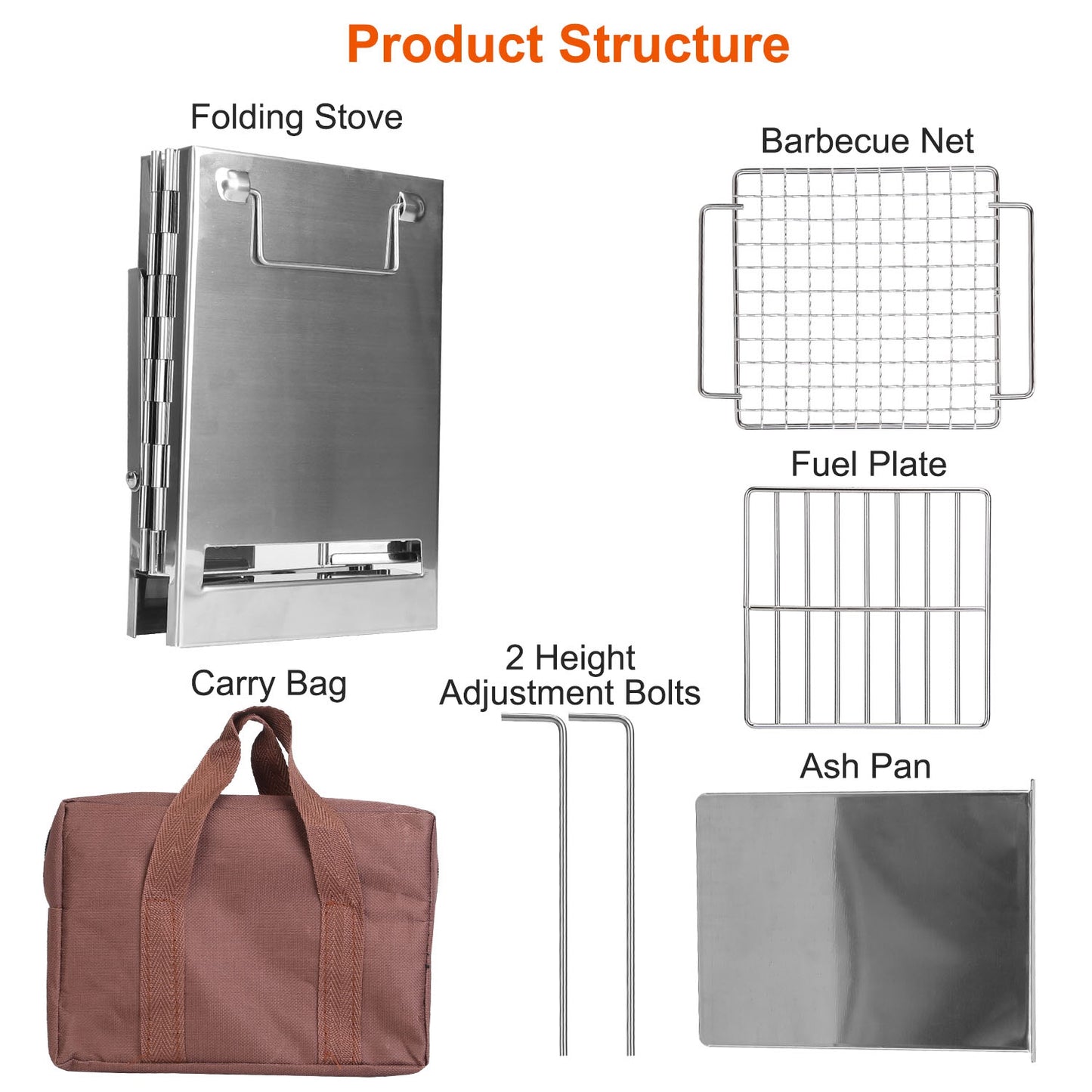 Portable Camping Stove - Folding Charcoal Cooker with Carry Bag