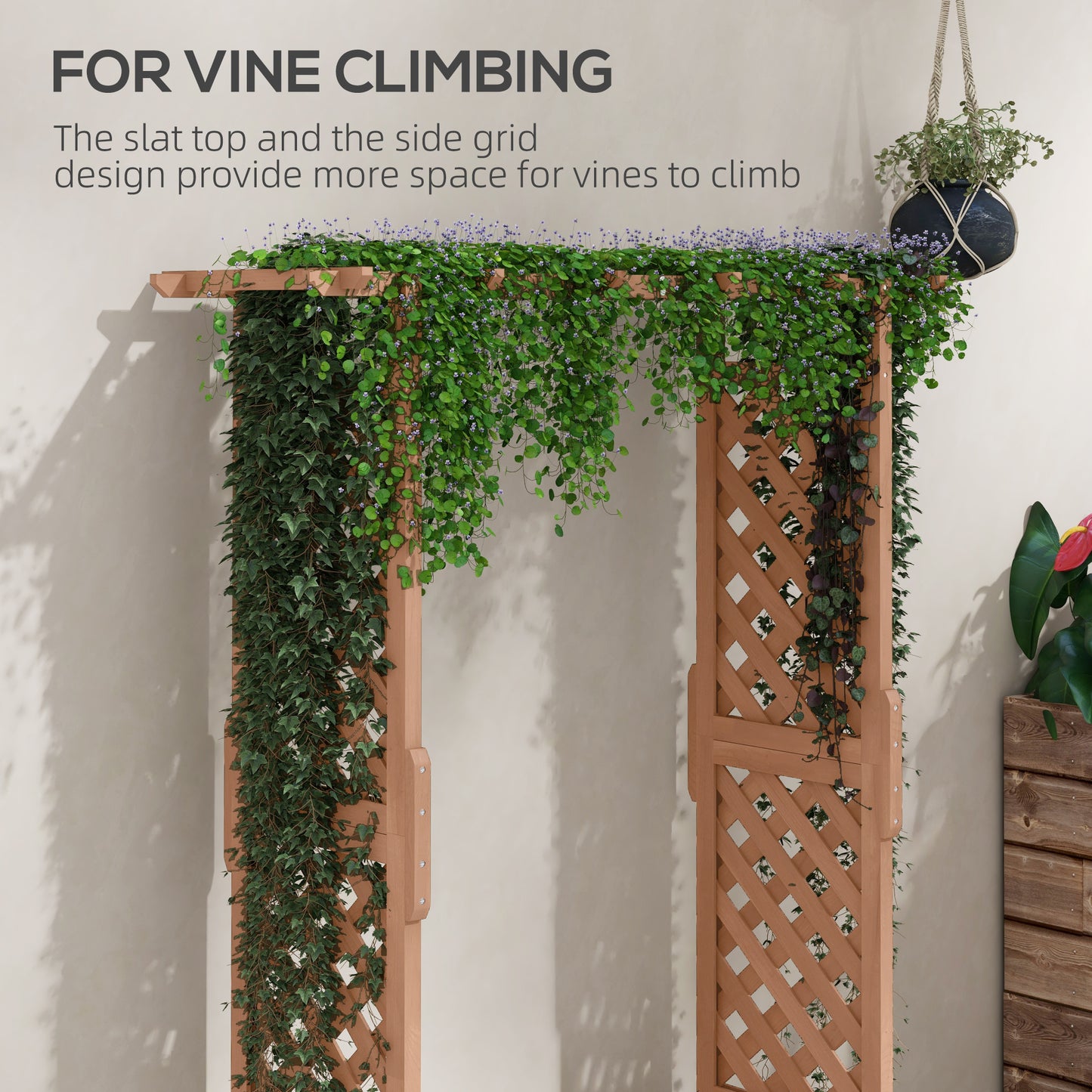 Outdoor Raised Garden Bed with Trellises and Roof - 70.75 Inch Wooden Planter Box