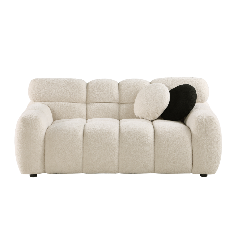 Beige Boucle 2-Seater Marshmallow Sofa - Comfortable Design