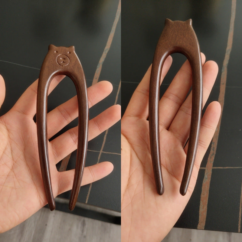 Wooden Hairpin - Chinese Style Geometric Design