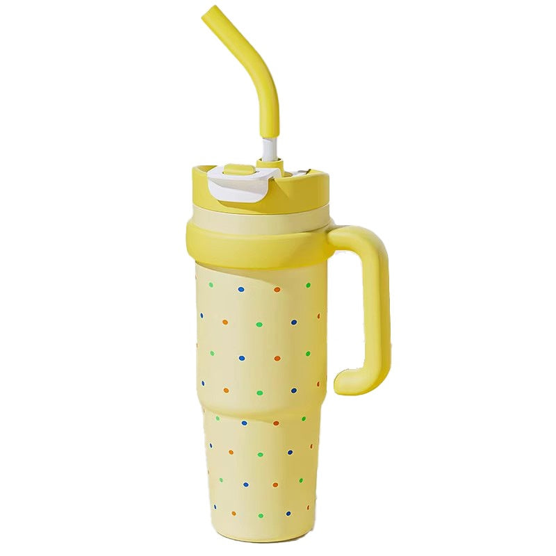 Large Capacity Thermal Insulation Cup with Straw - Stainless Steel Travel Mug