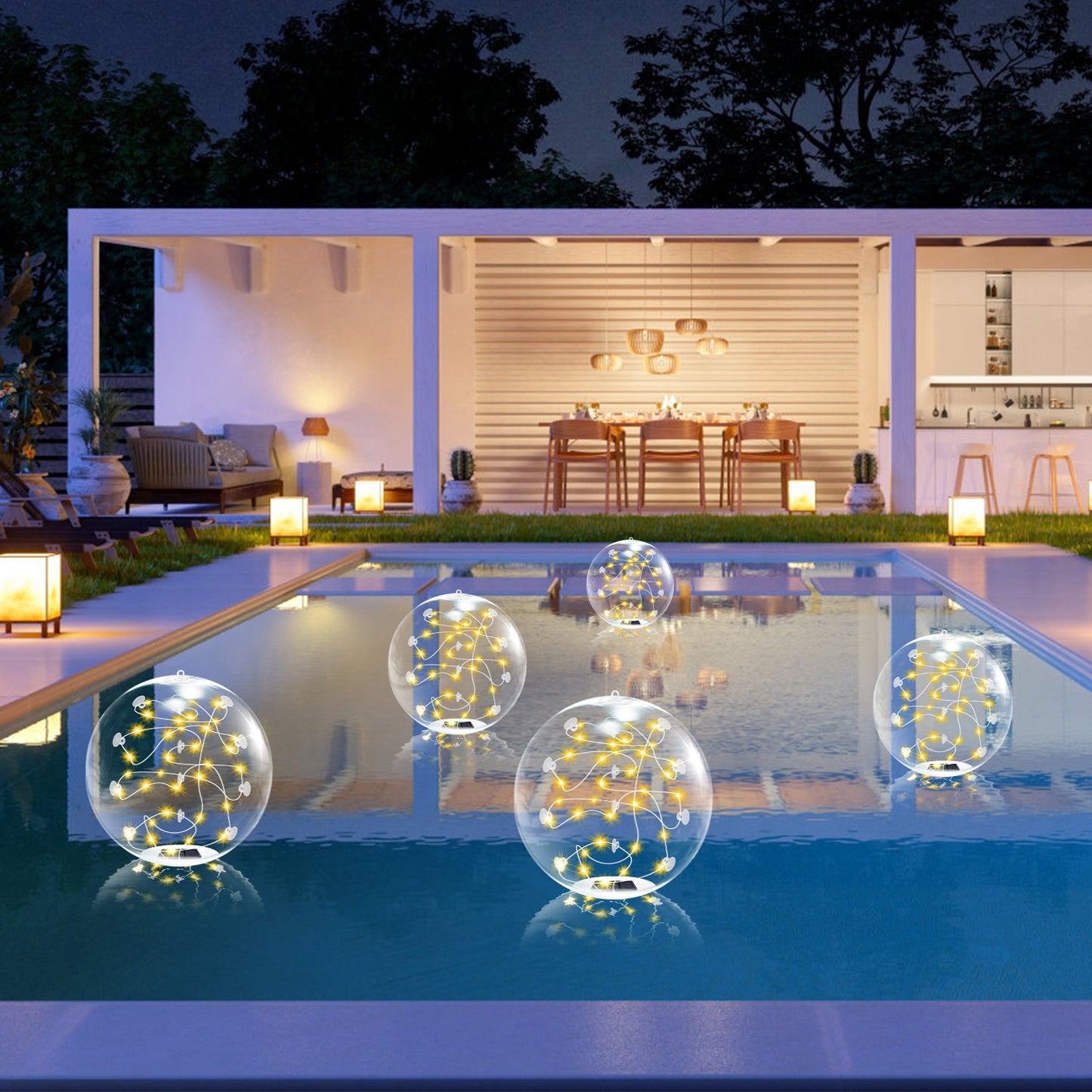 2Pcs Solar Floating Pool Lights Waterproof Inflatables with Remote Control