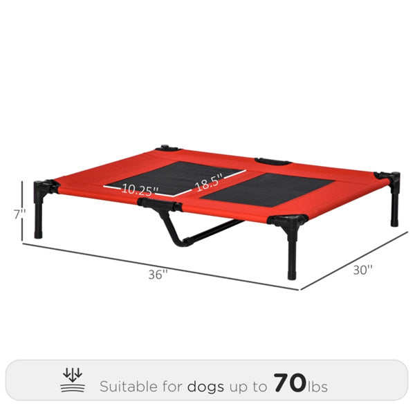 Elevated Pet Bed for Large Dogs - Breathable Mesh, Easy to Clean, Red