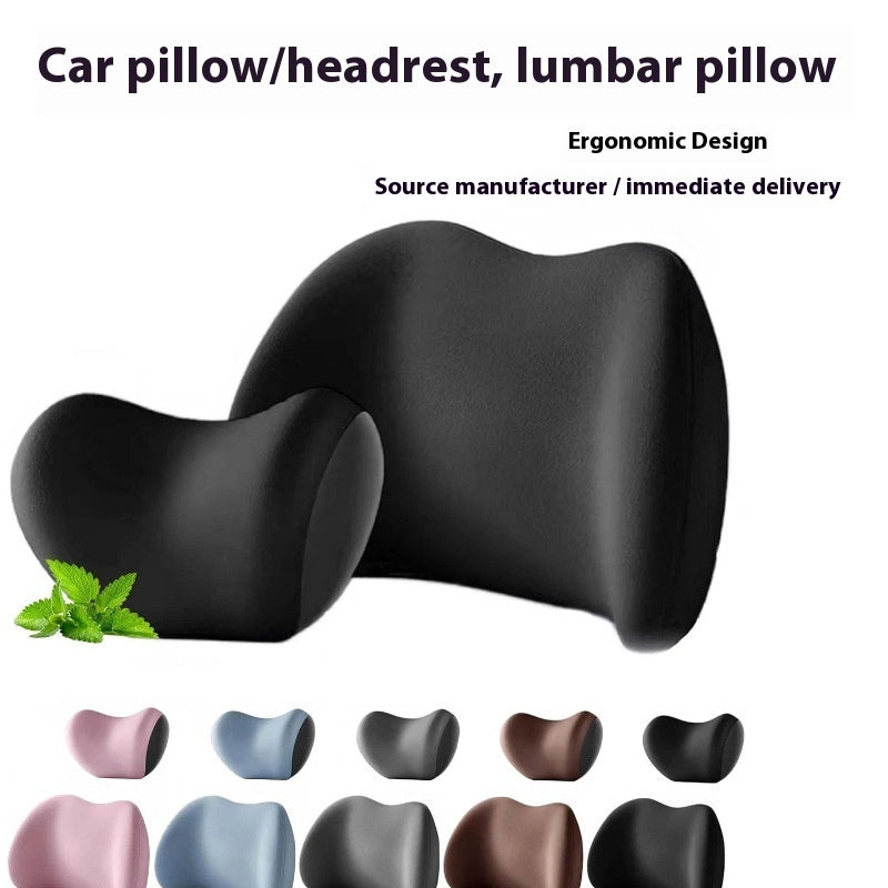 Universal Automotive Waist Cushion & Headrest Neck Support - Four Seasons Comfort