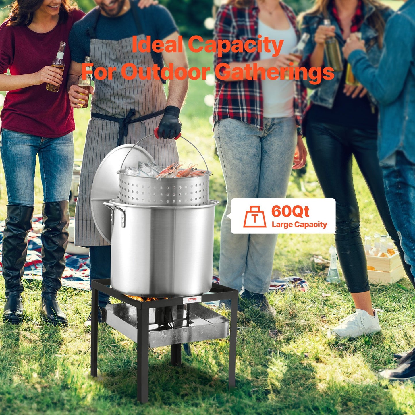 60 Qt Seafood Boiling Kit with Strainer for Outdoor Cooking