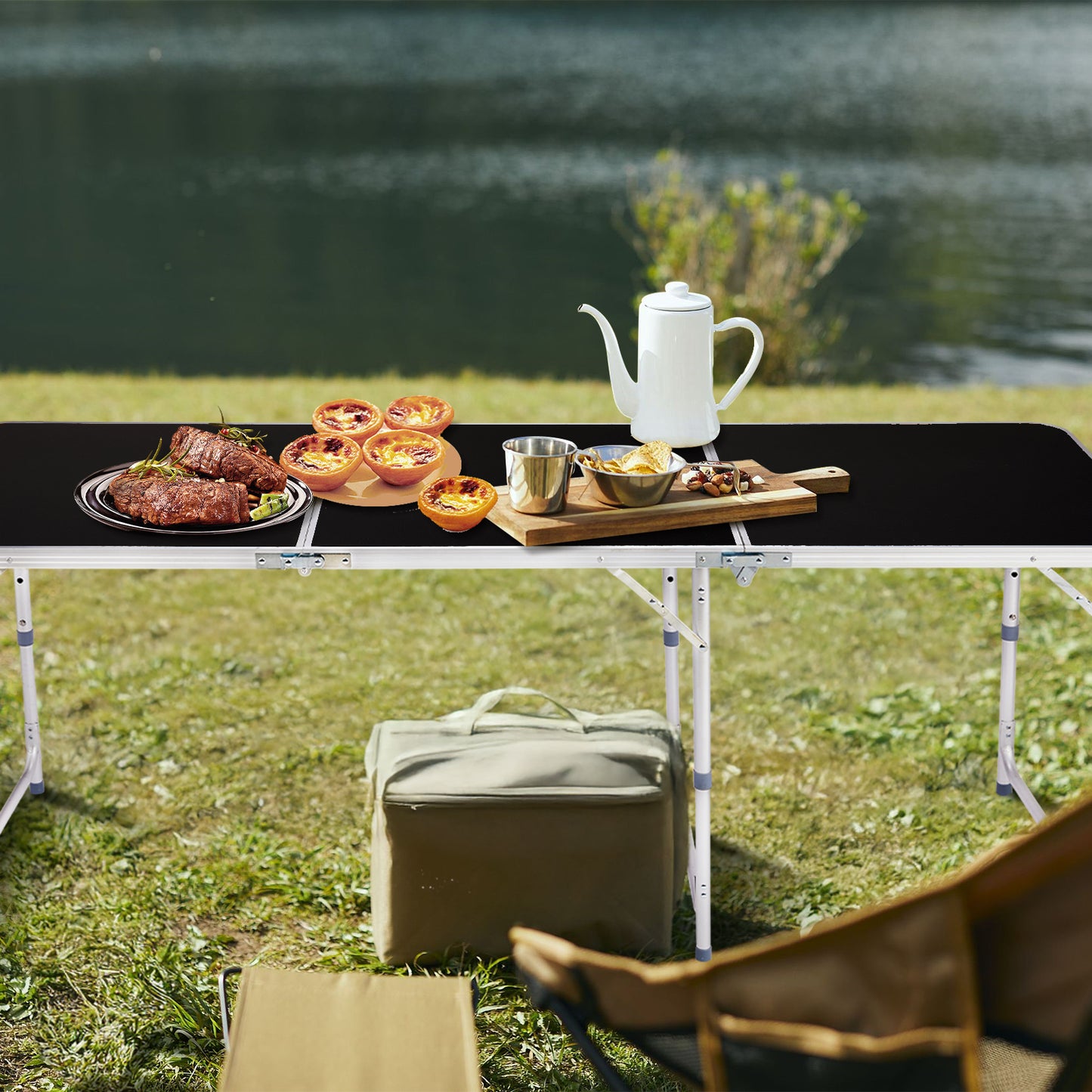 6ft Portable Folding Table - Adjustable Height Aluminum Alloy
