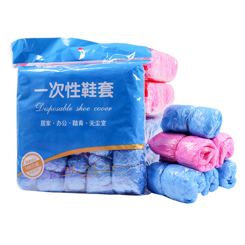 Disposable Shoe Covers 100 Pcs Indoor Dustproof Non-Slip Blue Pink Variants