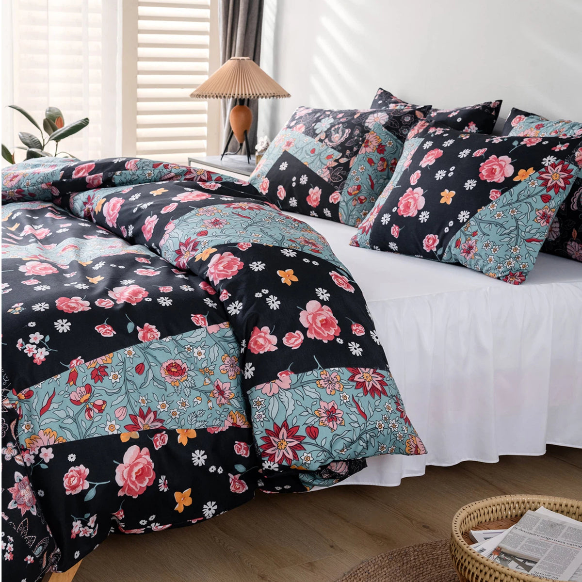 Colorful Geometric Marble Patterned Duvet Cover Bedding Set - 3 Pieces