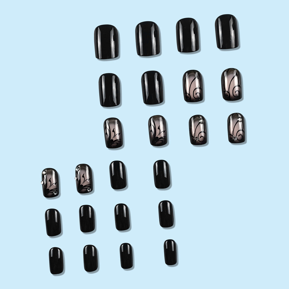 Black Vine Nail Art Wraps - Elegant European Style for Ladies