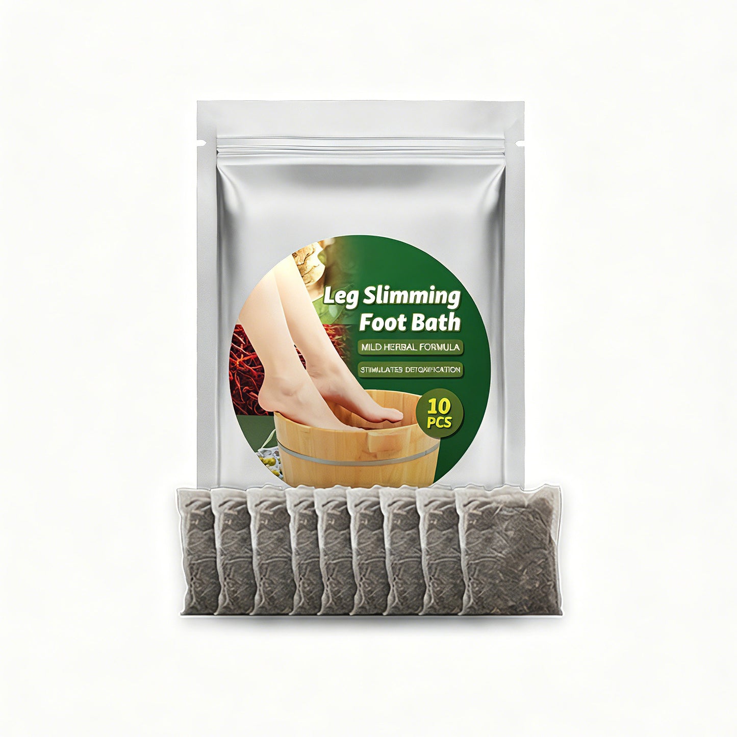 Herbal Leg Slimming Foot Bath Bags - Ginger, Saffron & Ginseng Soak - 10 Ct