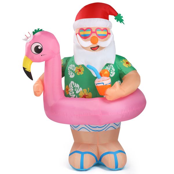 5.9 FT Inflatable Hawaii Santa Claus Decoration with LED Lights