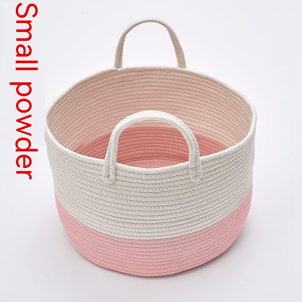 Cotton Braided Storage Basket with Fuzzy Ball Hanging Drop - Multi-Color Home Organizer