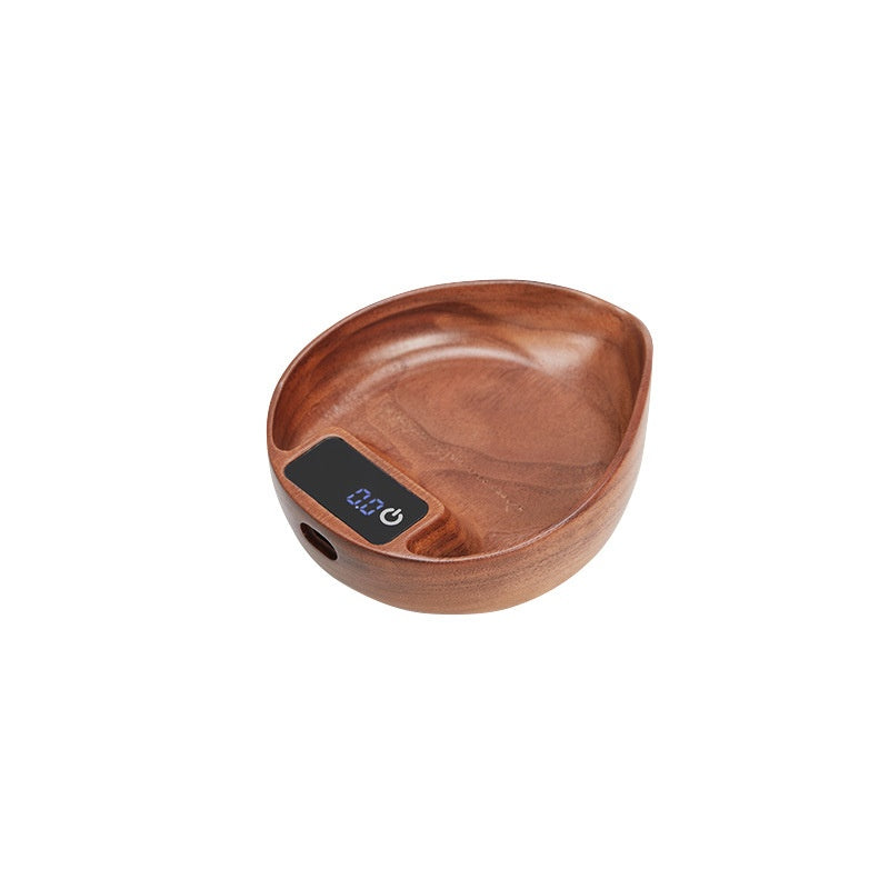 Electronic Coffee Scale with Walnut Finish for Pour-Over Coffee Brewing