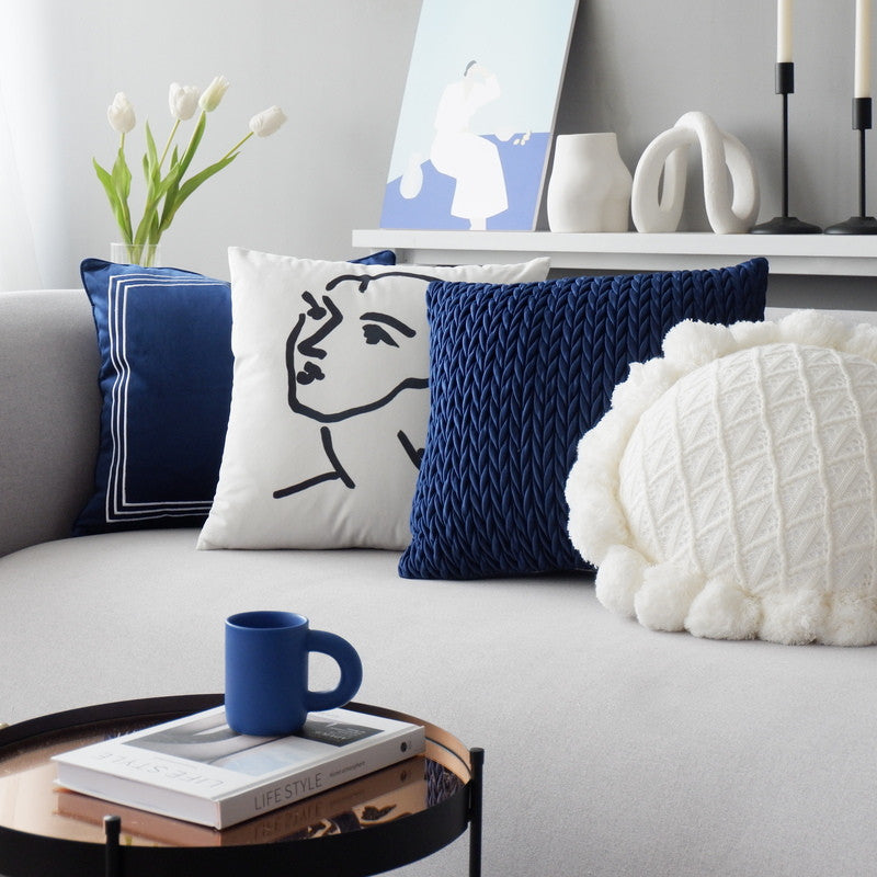 Velvet Minimalist Bedside Cushion Pillow 45x45cm Home Decor