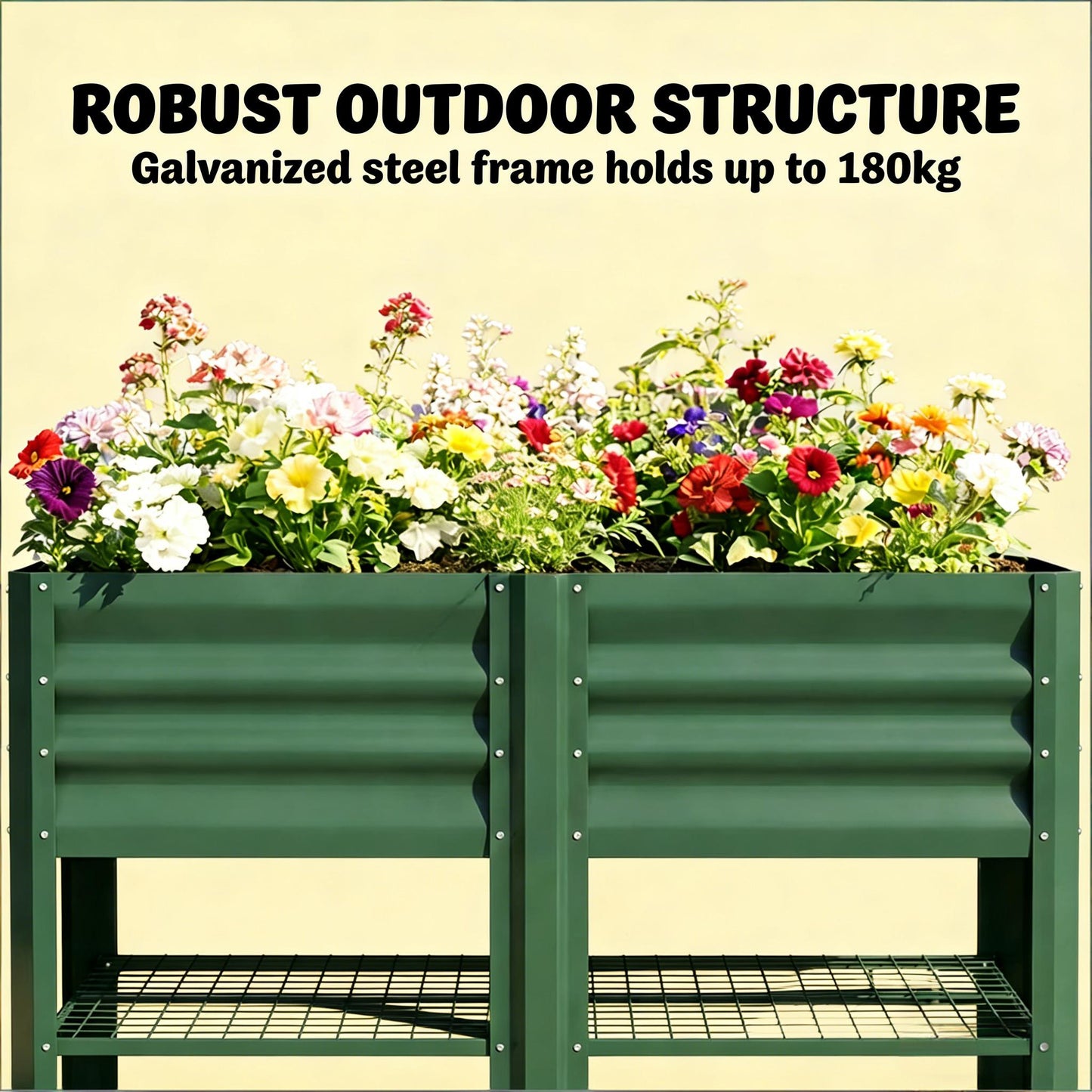 Elevated Planter Box - Outdoor Raised Garden Bed in Green