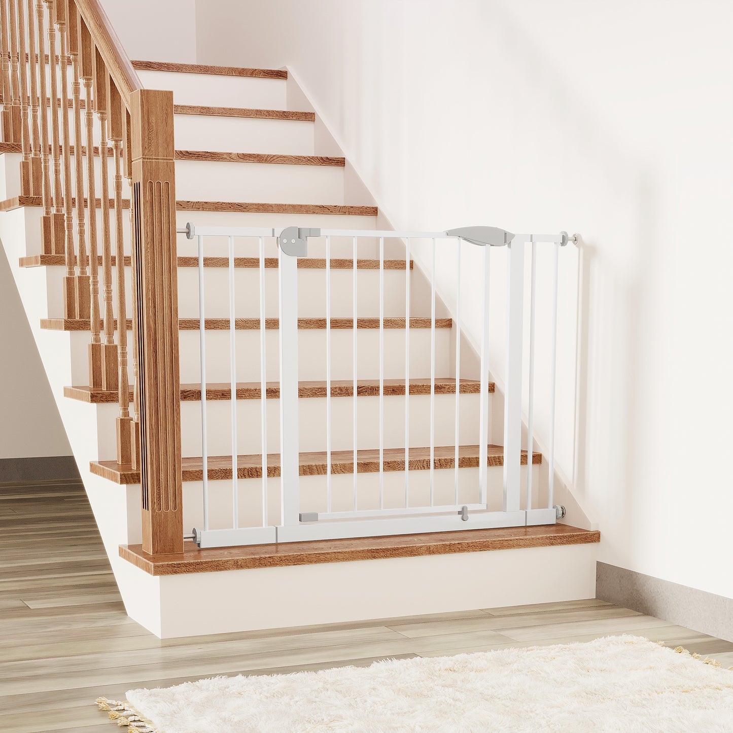 2-Pack Pressure-Mounted Baby Gate for Stairs & Doorways - White