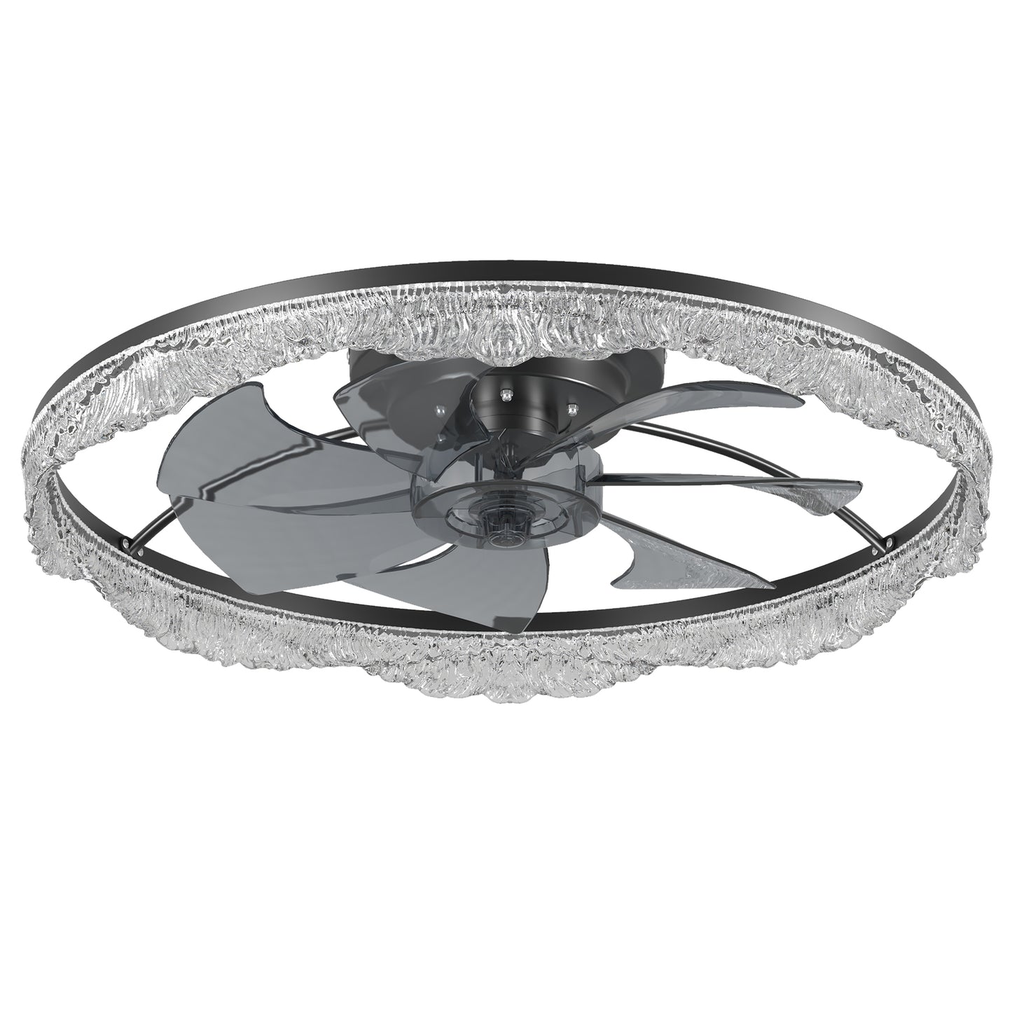 Modern LED Ceiling Fan Light with Remote Control - Black