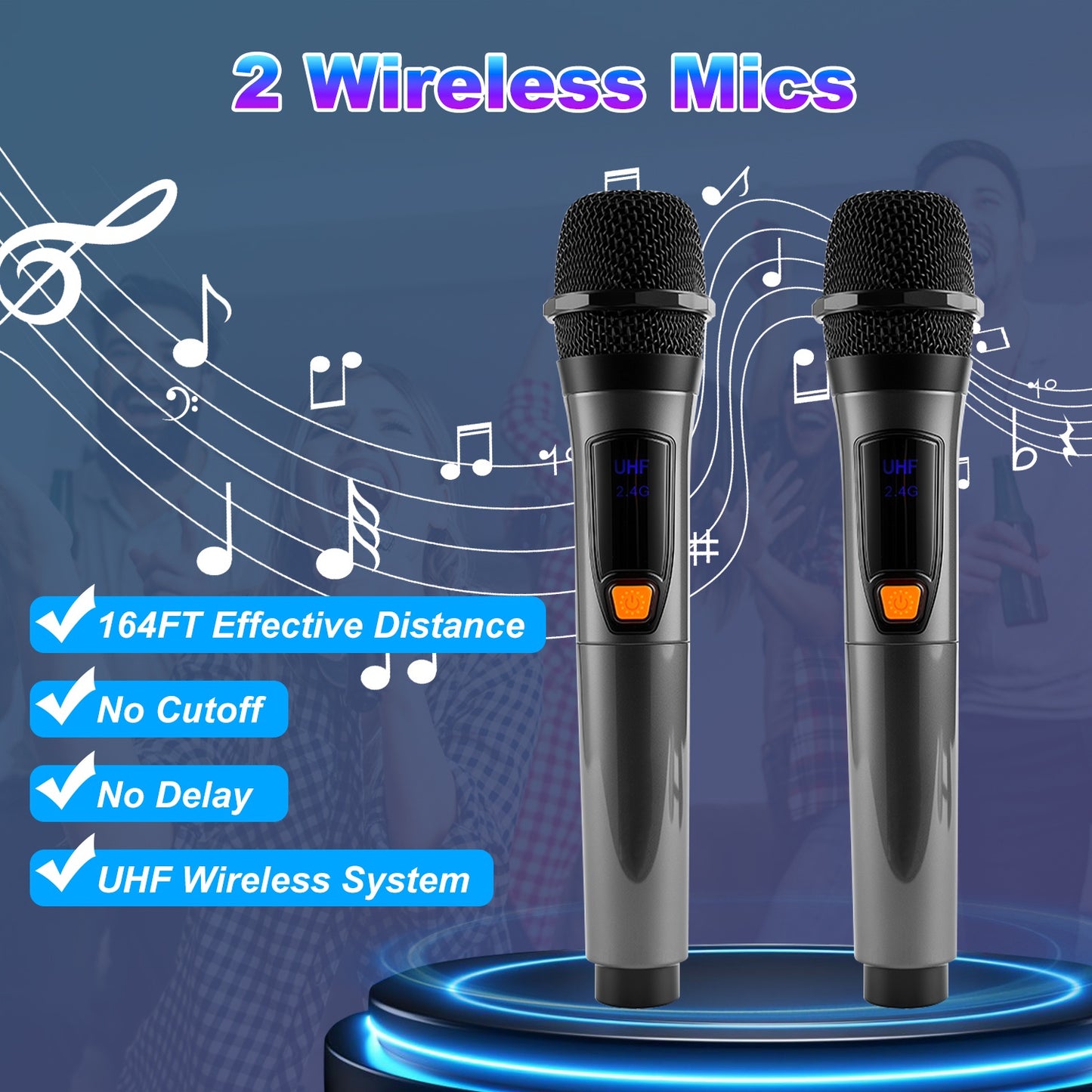 Portable Wireless Party Speaker with RGB Lights and Mic