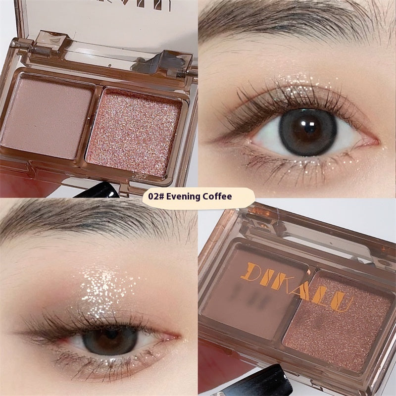 Colorful Two-Tone Eyeshadow Palette - Pink & Black Matte & Shimmer