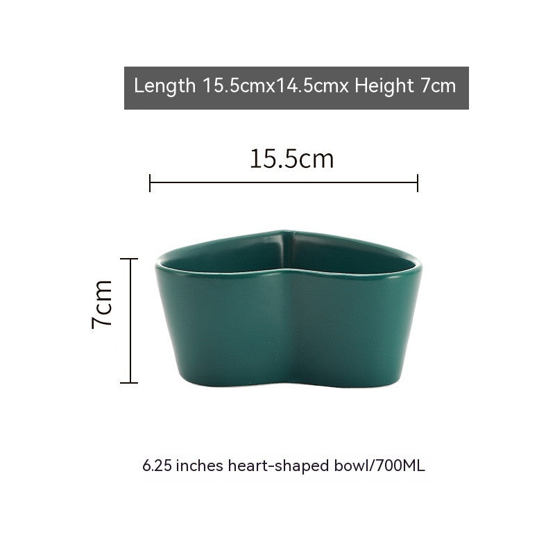Heart-Shaped Porcelain Salad Bowl - Irregular Design, 6 Inches, Multiple Colors