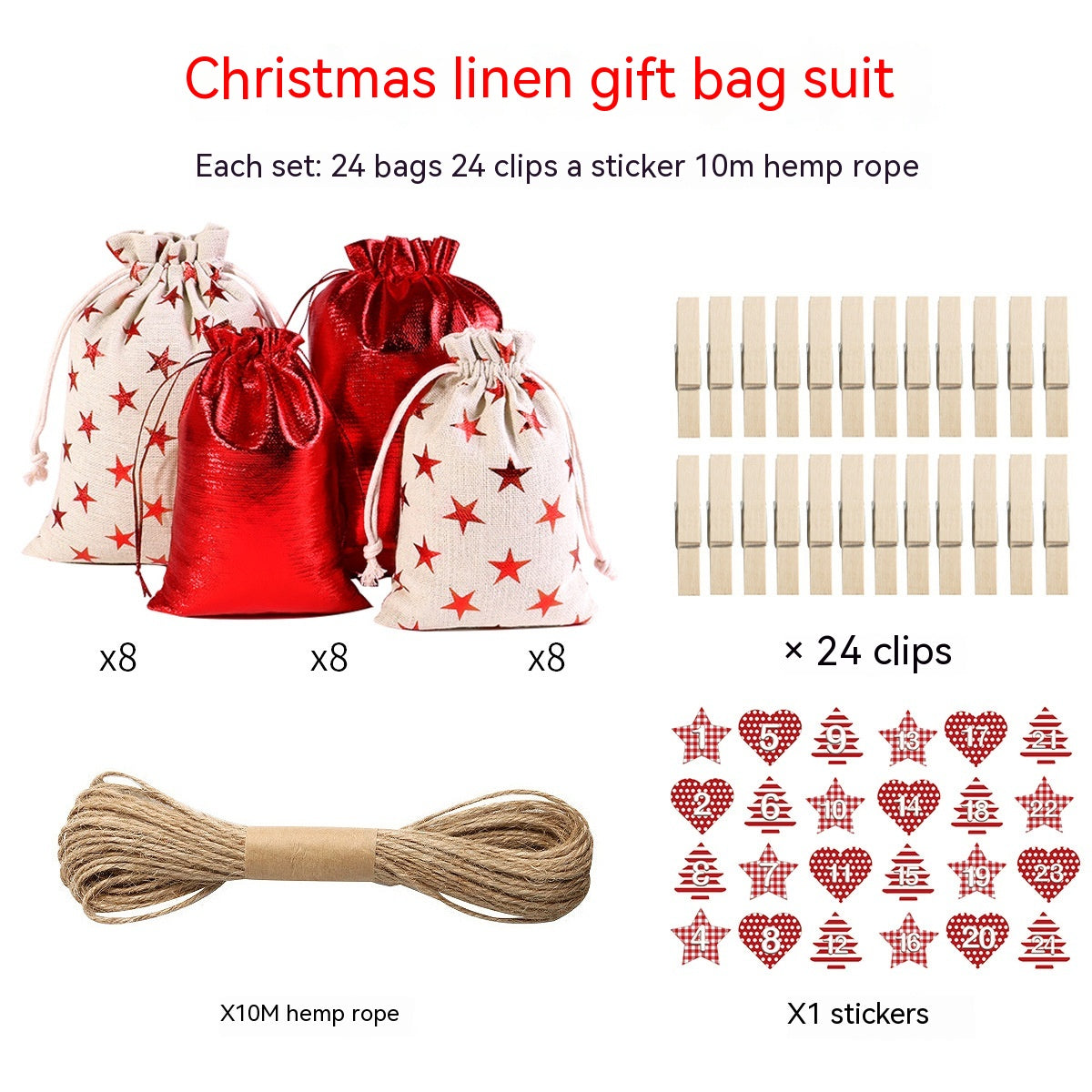 Christmas Linen Gift Bag Kit with Digital & Sticker Variants - Festive Home Decor