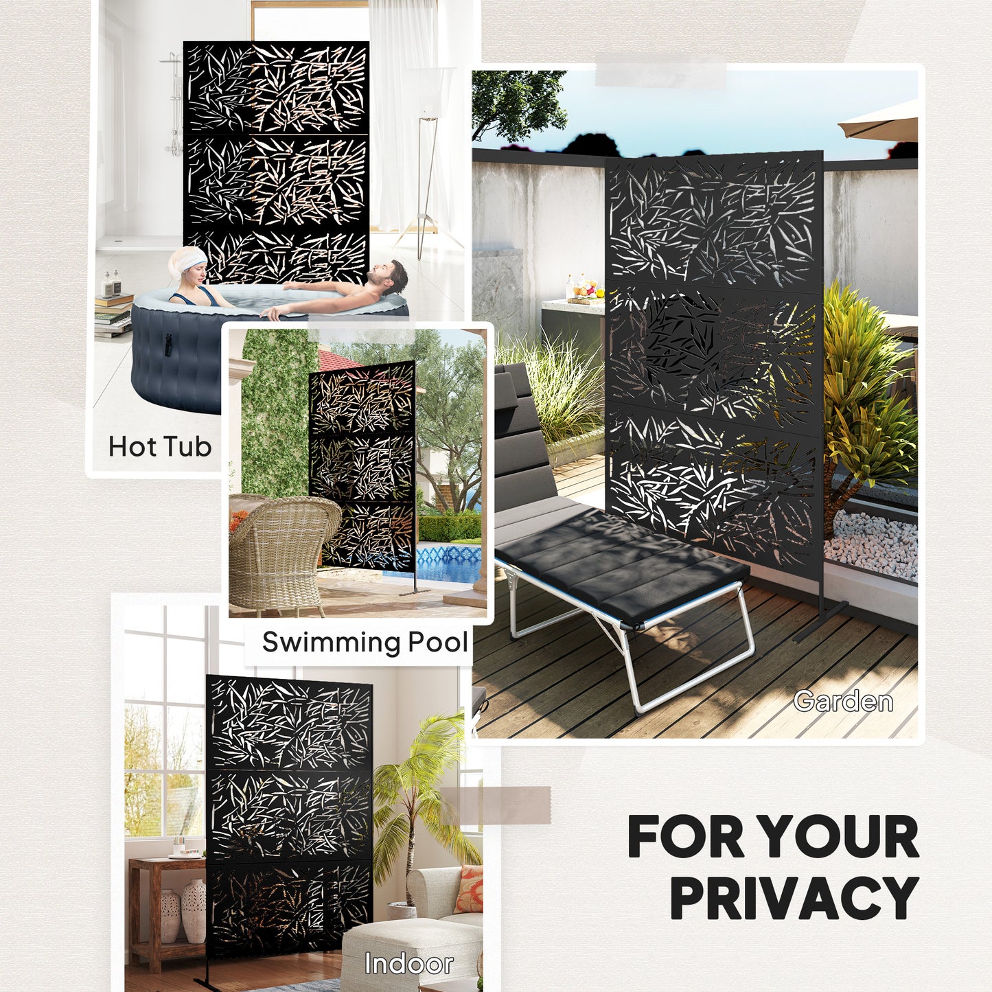 Outdoor Privacy Screen and Climbing Trellis - Black Bamboo