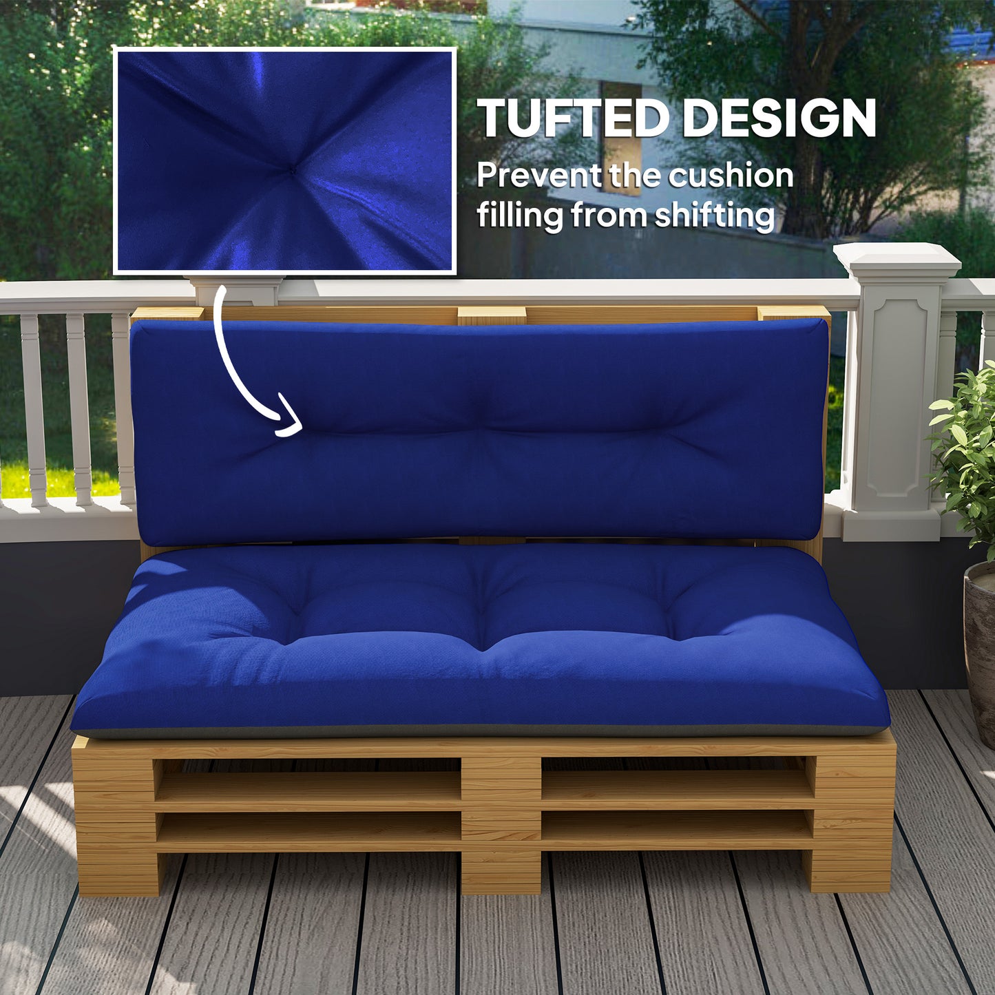 Outdoor Replacement Cushions Set - Tufted Navy Blue 3.9" Thick