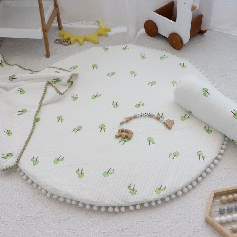 Kids Play Mat - Infant Floor Cushion with Colorful Embroidery, 80cm or 120cm
