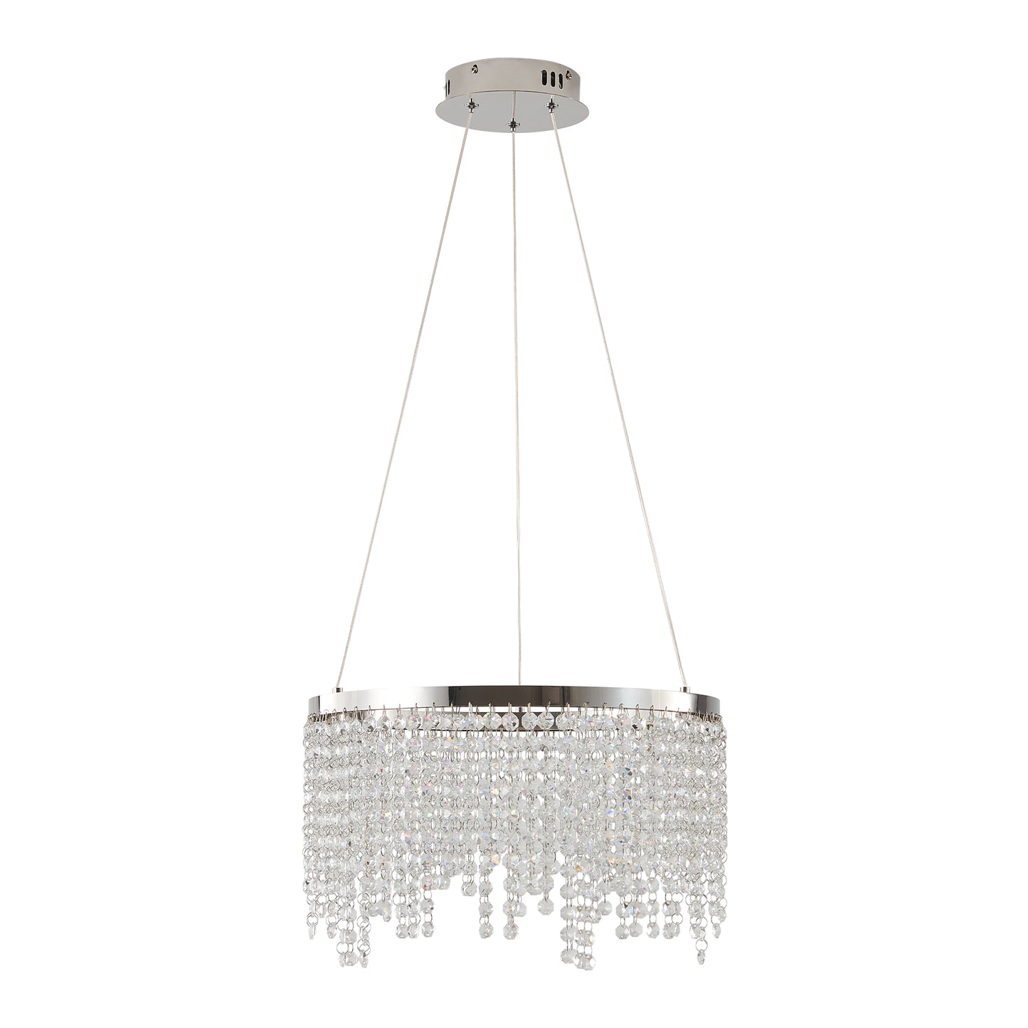 16-Inch Crystal LED Chandelier - Adjustable Height & Color Temperature