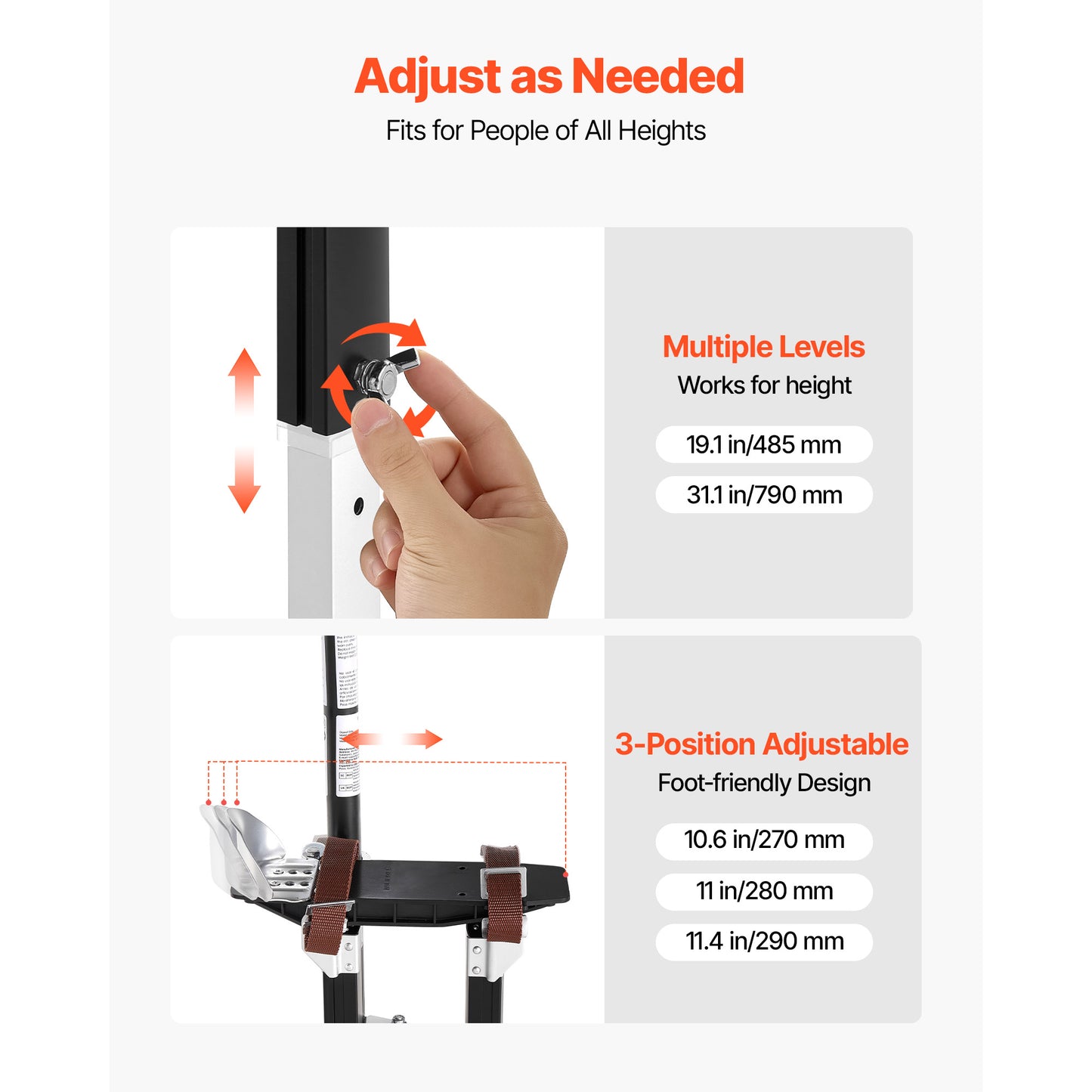 Adjustable Drywall Stilts, 19.1–31.1 Inches Aluminum Painter & Decoration Supports