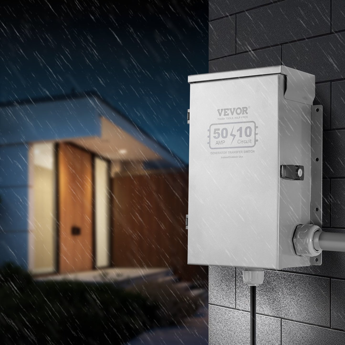 Manual Transfer Switch 50A 12500W Weatherproof Generator Power Switch Kit