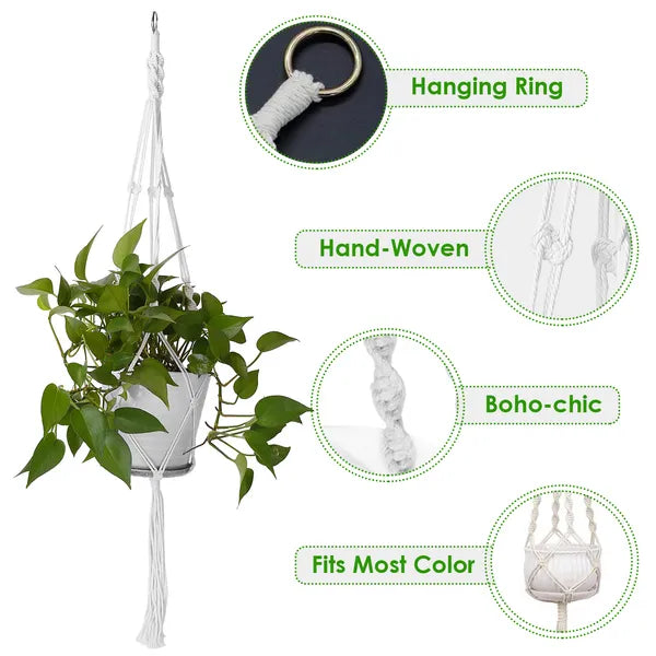 Cotton Rope Plant Hangers - 2Pcs 40in Hanging Planters