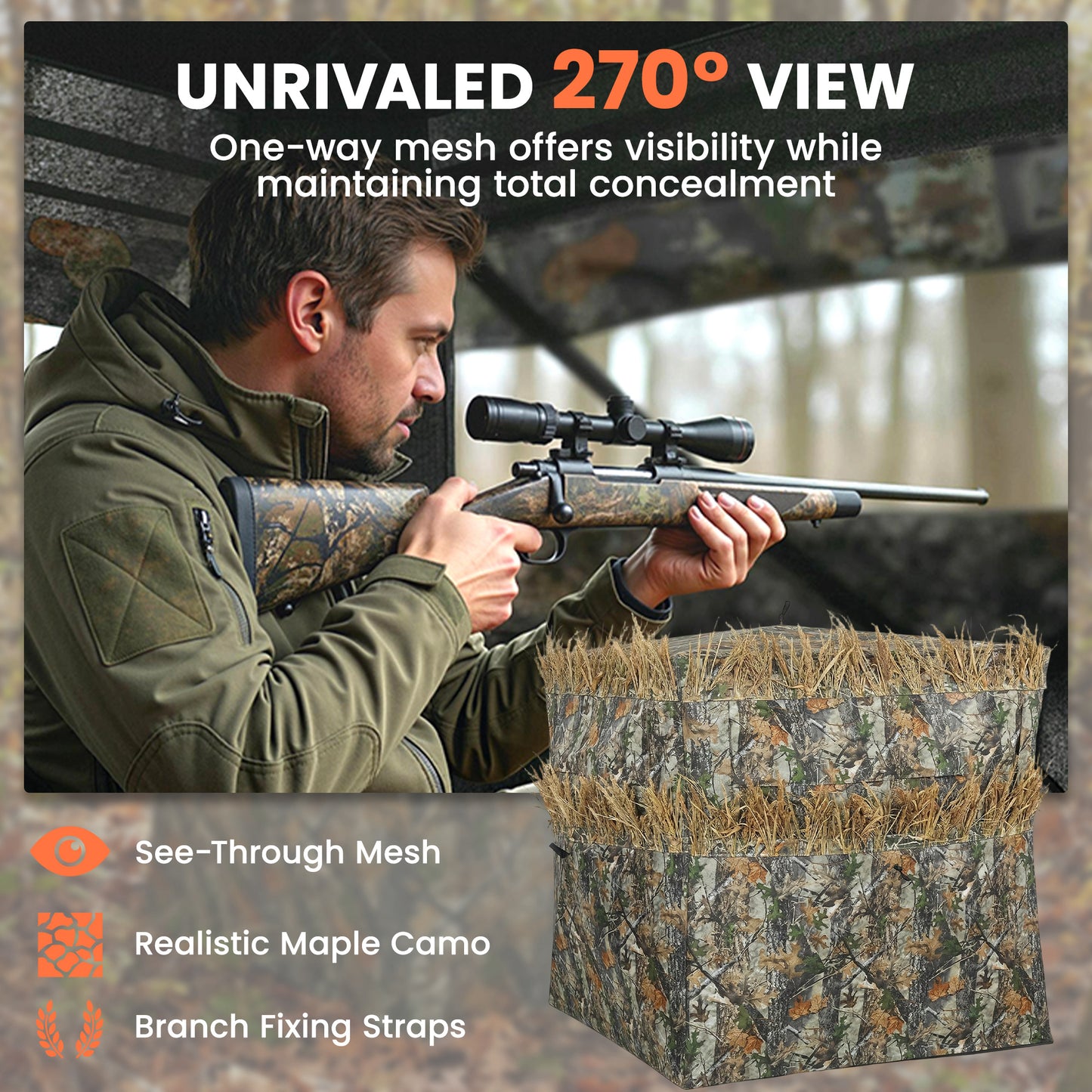 2-Person Camouflage Pop-Up Hunting Blind with 270-Degree View