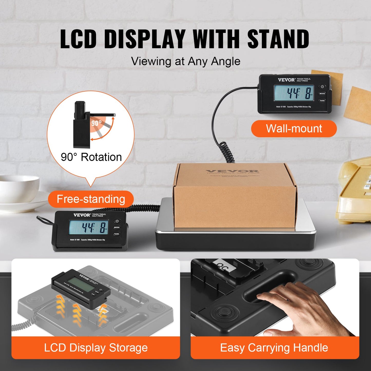 Digital Shipping Scale 440 lbs Heavy Duty Postal Luggage Postal Package Weighing