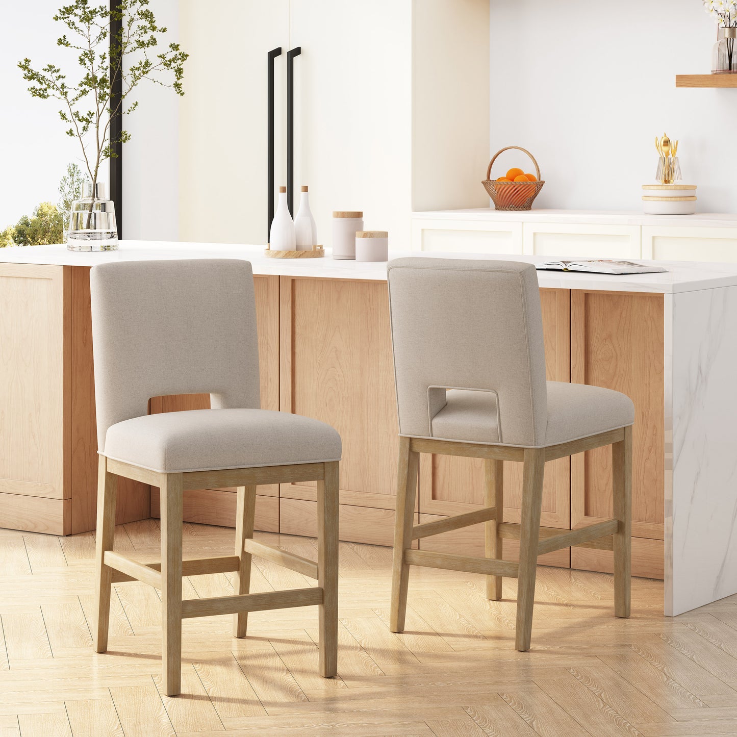 27 Inch Counter Stools, Set Of 2,Fabric