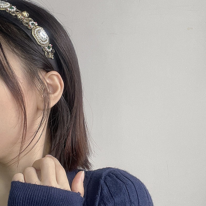 Pearl Geometric Headband - Black