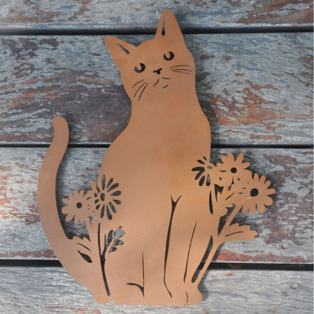 European-Style Pastoral Iron Kitten Flower Holder Garden Wall Decor