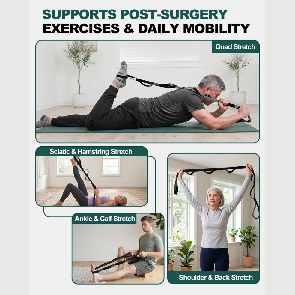 Non-Elastics Stretching Strap with Loops for Yoga & Therapy